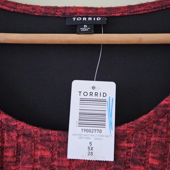 Torrid mini brushed soft red tiered skater dress Size 5X - Picture 4 of 16